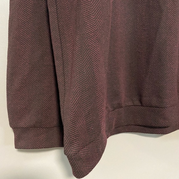 Topman Herringbone Long Sleeve Shirt In Burgundy - Picture 6 of 7
